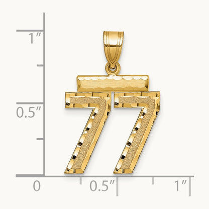 Medium Diamond-cut Number 77 Charm, 14K