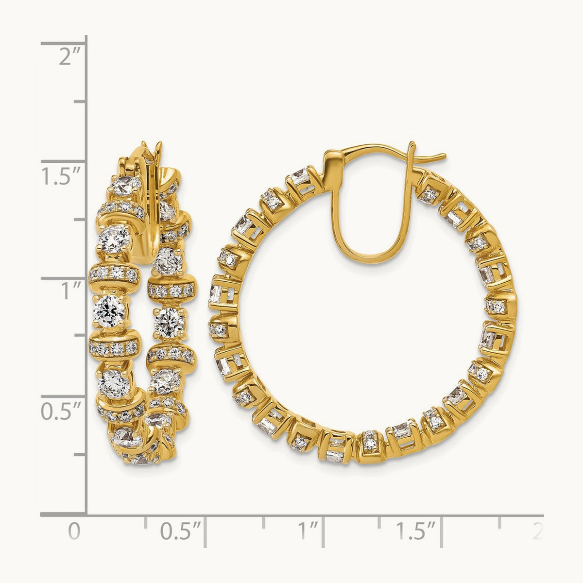 Fashion Hoop Earrings, 4.00 ct tw Lab-Grown Diamond — 14K Yellow Gold