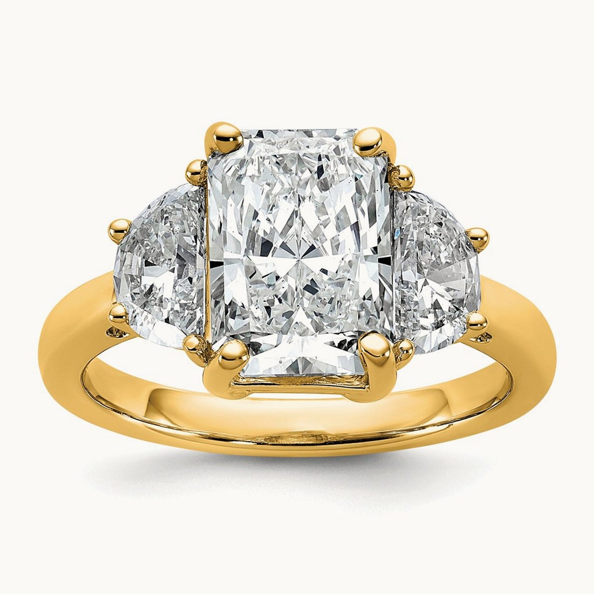 Radiant & 1/2 Moon Engagement Ring, 1.25-4.00 ct tw Lab-Grown Diamond — 4 ct, 14K Yellow Gold