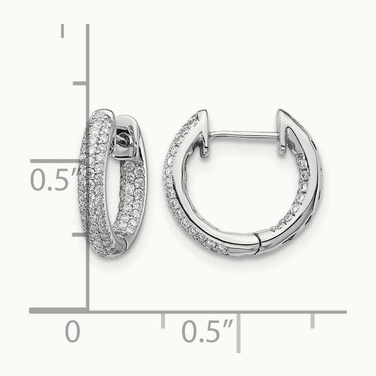 Diamond Hinged Hoop Earrings, 14K White Gold