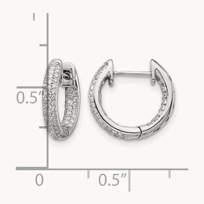 Diamond Hinged Hoop Earrings, 14K White Gold