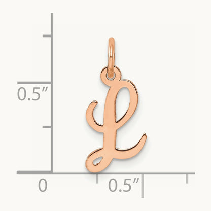 Small Script Letter L Initial Charm, 14K Rose Gold