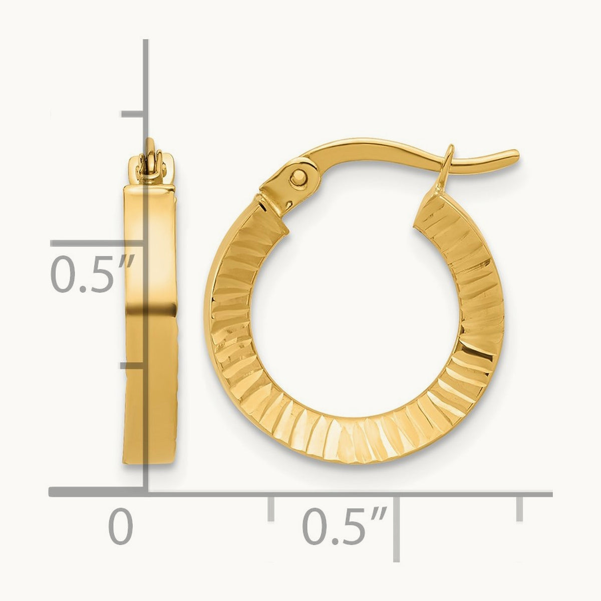 Polished and Diamond-cut Hoop Earrings — 16mm