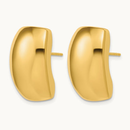 Polished Hollow Puffed Post Earrings, 14K — Leslie's