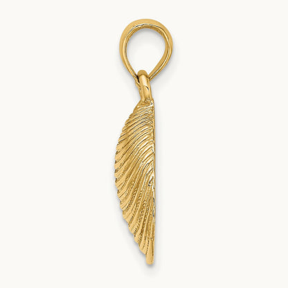 Textured Clam Shell Charm — 24mm
