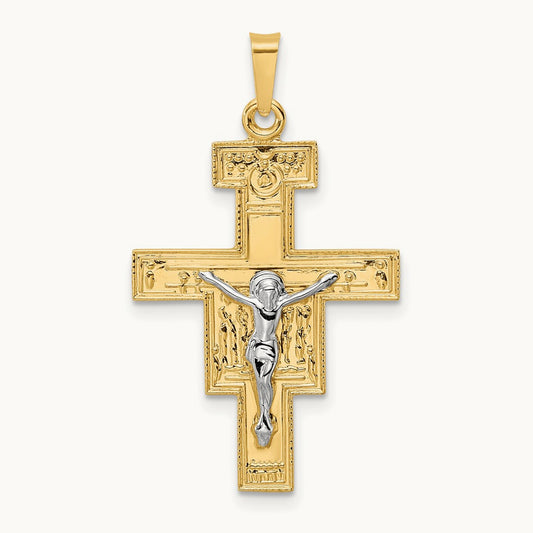 Solid Crucifix Pendant, 14K Two-tone