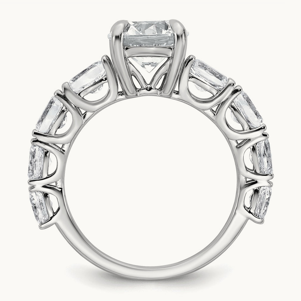 3 3/4 Round Engagement Ring, 3.75 ct tw Lab-Grown Diamond — 14K White Gold