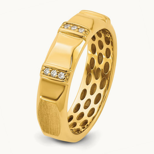 IB Goodman Mens Satin Complete 1/15ct Diamond Ring, 14K Yellow Gold