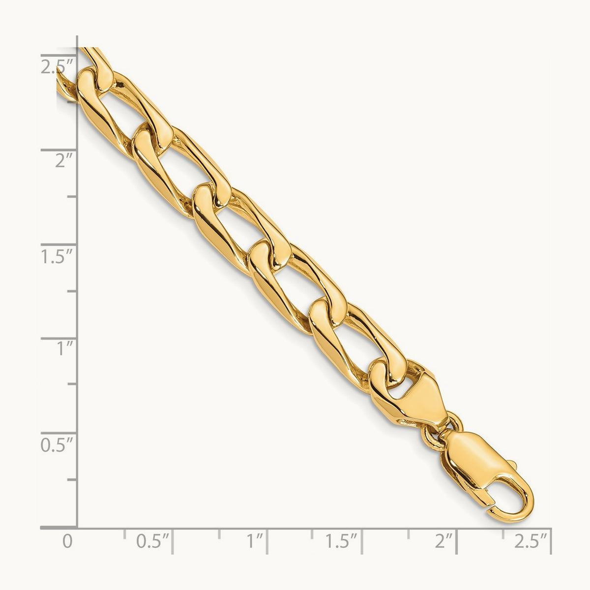 Hand-polished Open Link Bracelet, 8.5mm, 14K