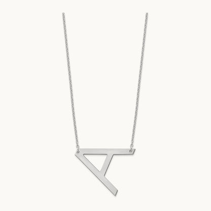 Polished Large Letter A Necklace, Sterling Silver