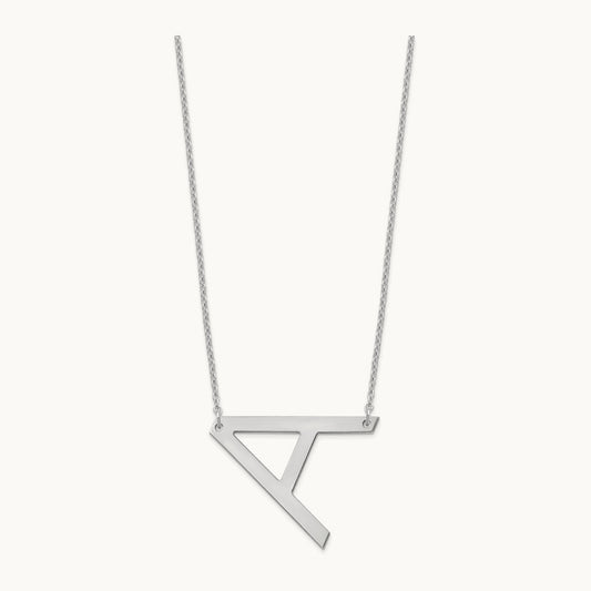 Polished Large Letter A Necklace, Sterling Silver