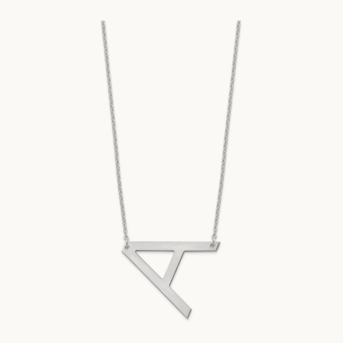 Polished Large Letter A Necklace, Sterling Silver