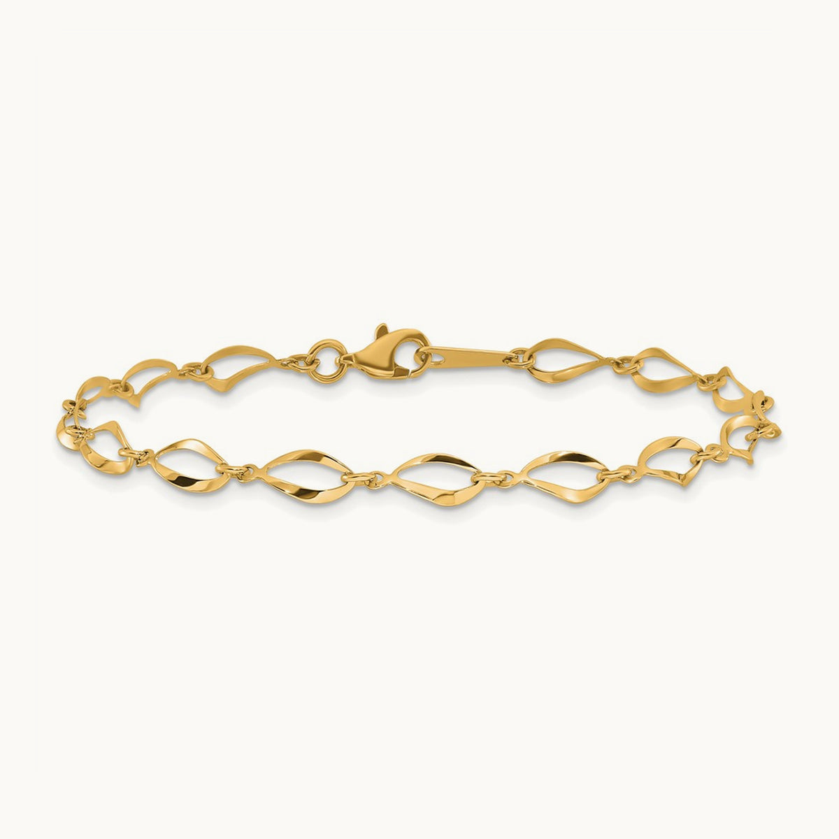 Polished Fancy Link Bracelet — 14K Yellow Gold