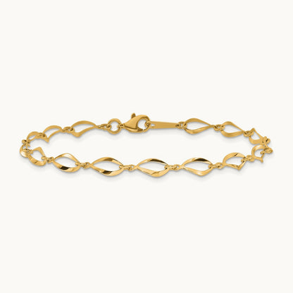 Polished Fancy Link Bracelet — 14K Yellow Gold