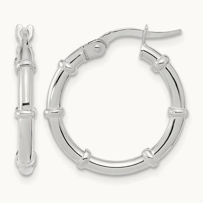Polished Fancy Hoop Earrings — 14K White Gold, 20mm