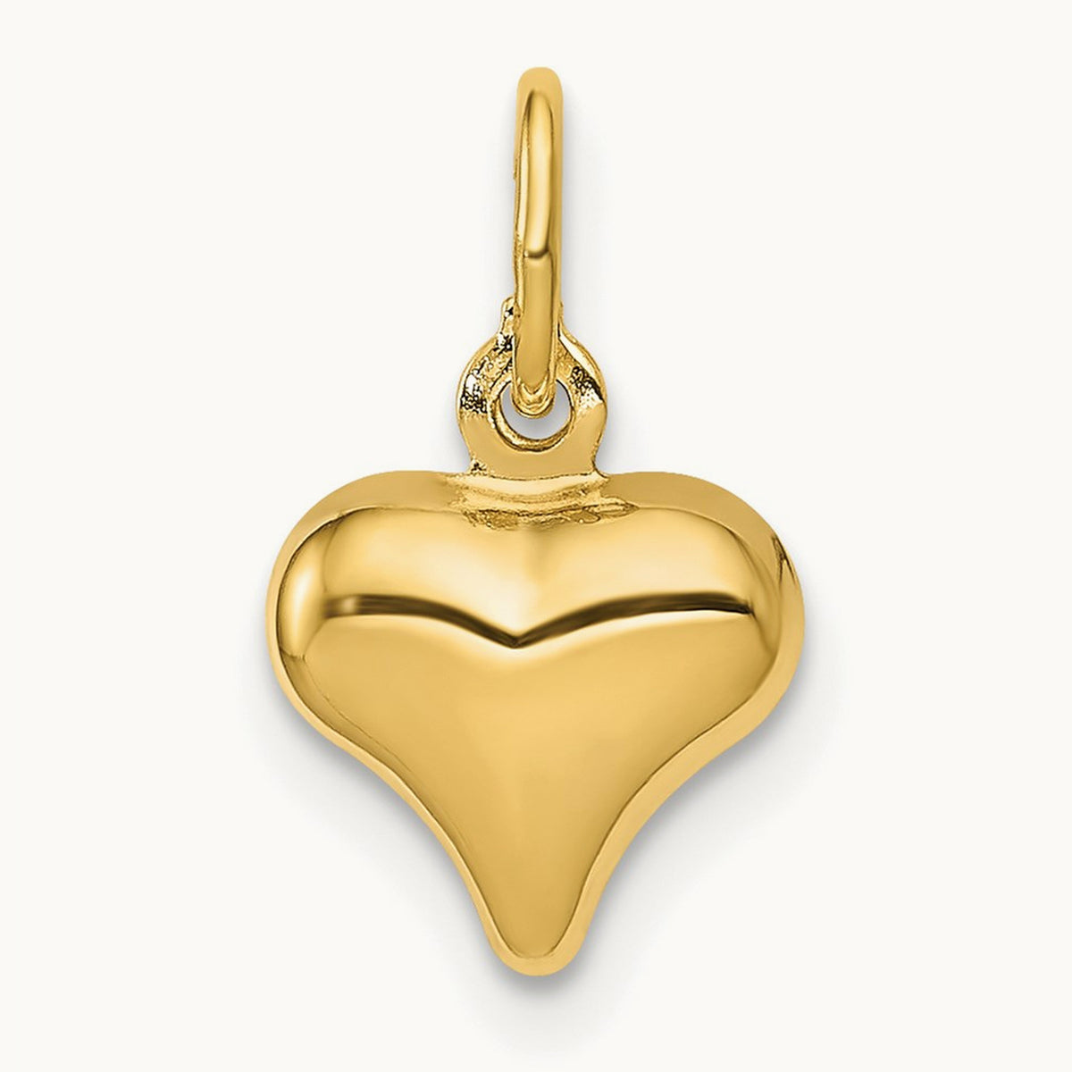 Polished 3-D Puffed Heart Charm, 14K