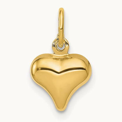 Polished 3-D Puffed Heart Charm, 14K