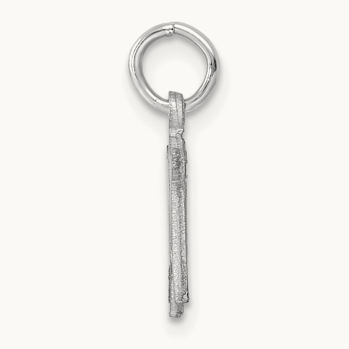 Diamond-cut Initial Charm — 14K White Gold, M