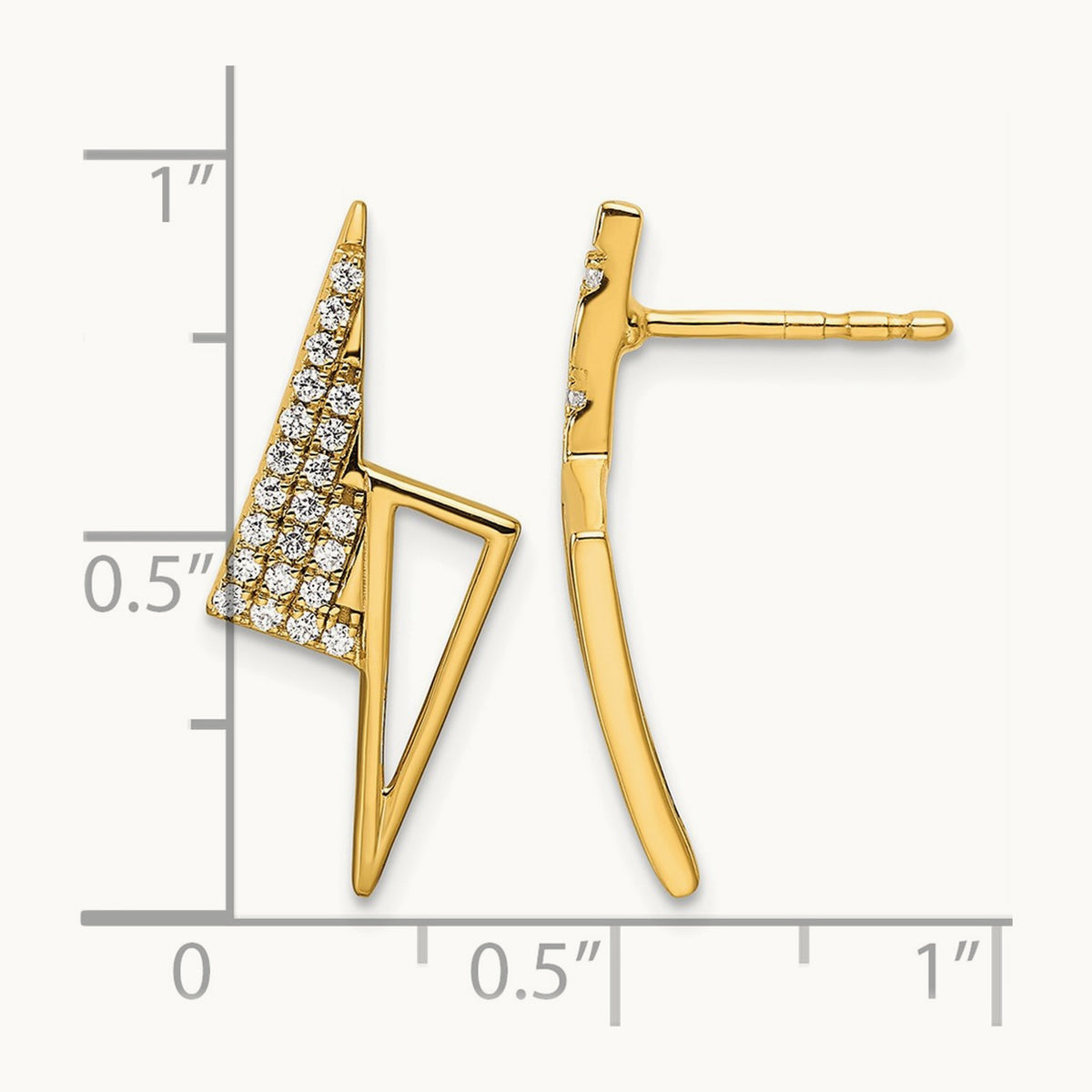Polished Diamond Geometric Fashion Post Earrings, 14K