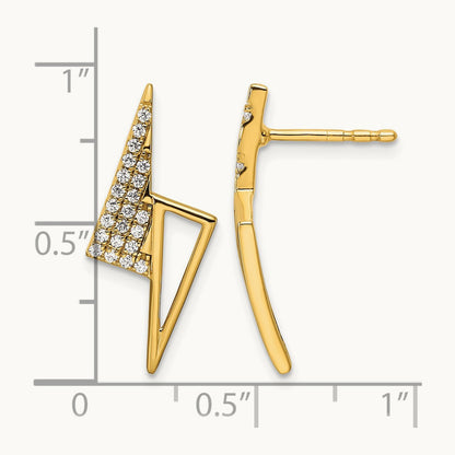 Polished Diamond Geometric Fashion Post Earrings, 14K