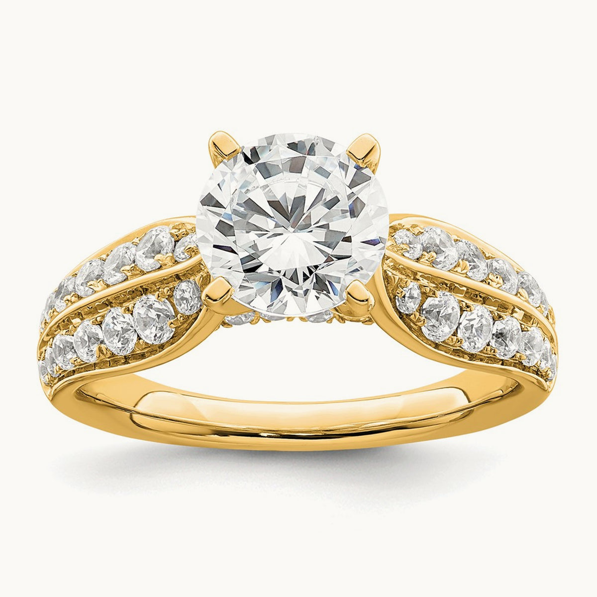 Round Semi-Mount Engagement Ring — 14K Yellow Gold, 5/8 ct (holds 1 ct center), 7