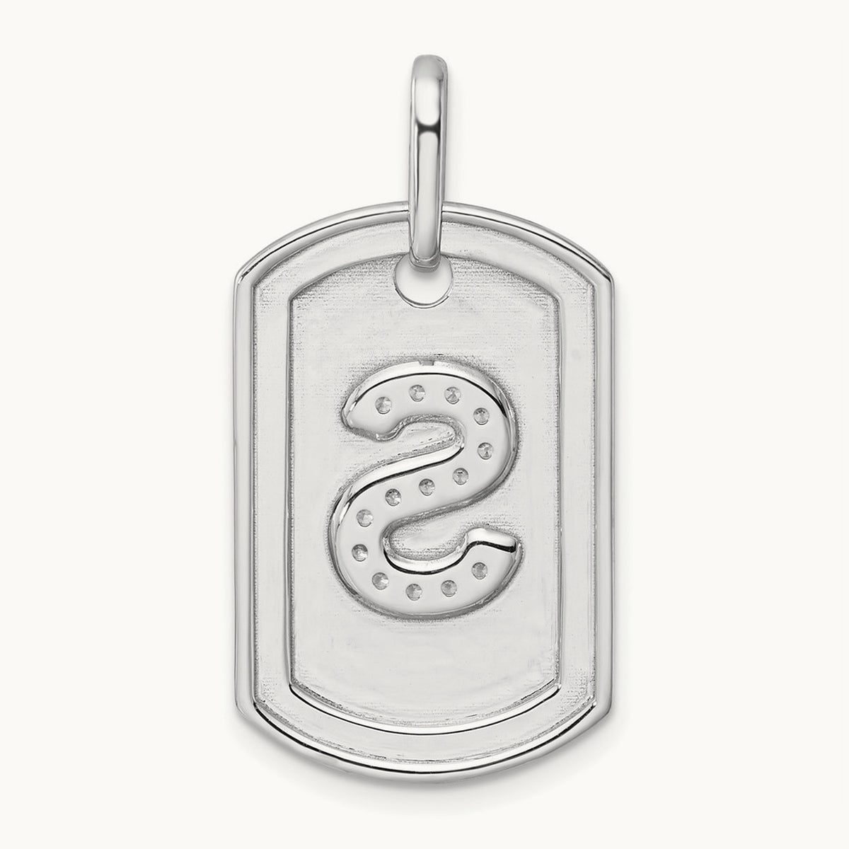 Diamond Dog Tag Charm — 14K White Gold, S