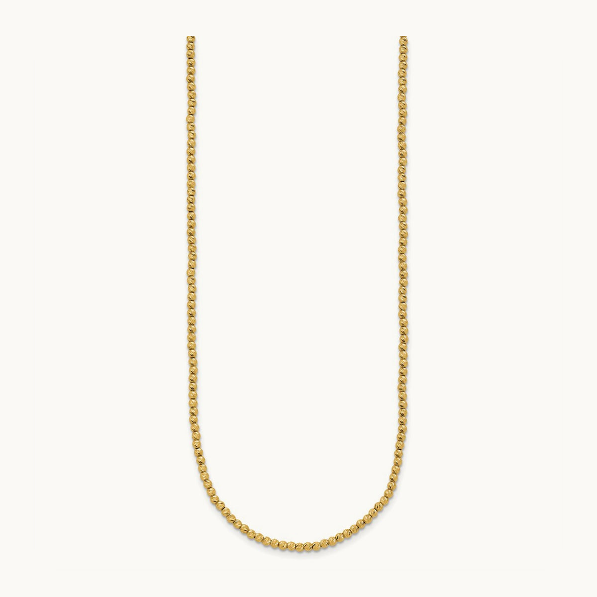 Polished and Diamond-cut Beaded 18in Necklace, 14K