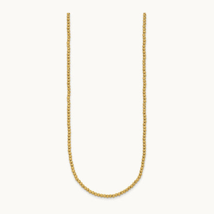 Polished and Diamond-cut Beaded 18in Necklace, 14K