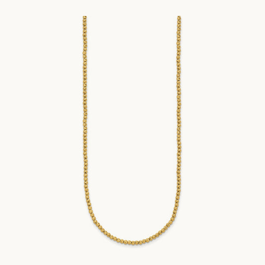 Polished and Diamond-cut Beaded 18in Necklace, 14K
