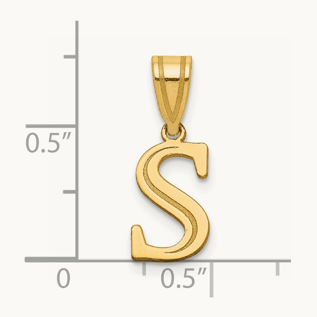 Polished Etched Letter S Initial Pendant, 14K