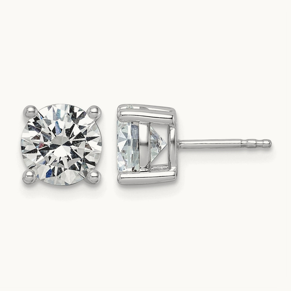 Round Lightweight Earrings, 0.25-6.00 ct tw Lab-Grown Diamond — 3 ct, 14K White Gold