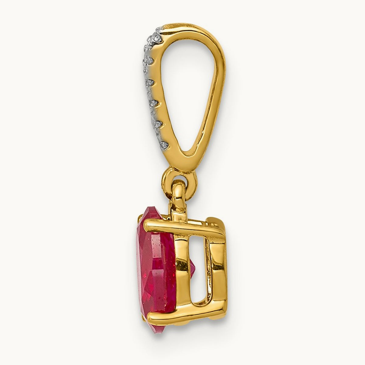 Diamond and .91 Oval Ruby Pendant, 14K