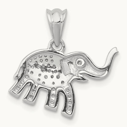 Diamond Elephant Pendant, 14K White Gold