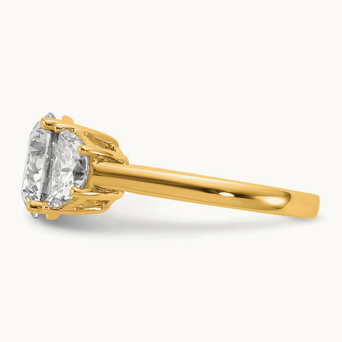Round 3 Stone Engagement Ring, 1.25-4.00 ct tw Lab-Grown Diamond — 4 ct, 14K Yellow Gold
