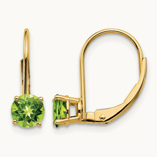 Peridot Leverback Earrings — 16mm, 5mm