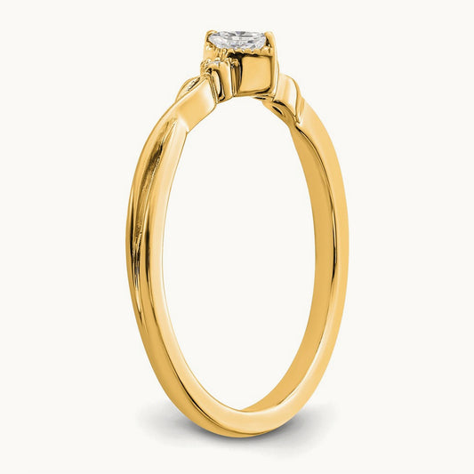 Petite Beaded Edge Marquise Complete Diamond Ring — 14K Yellow Gold, 7