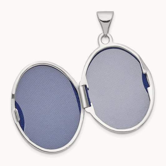 Scroll Design Domed Oval Locket, 14K White Gold
