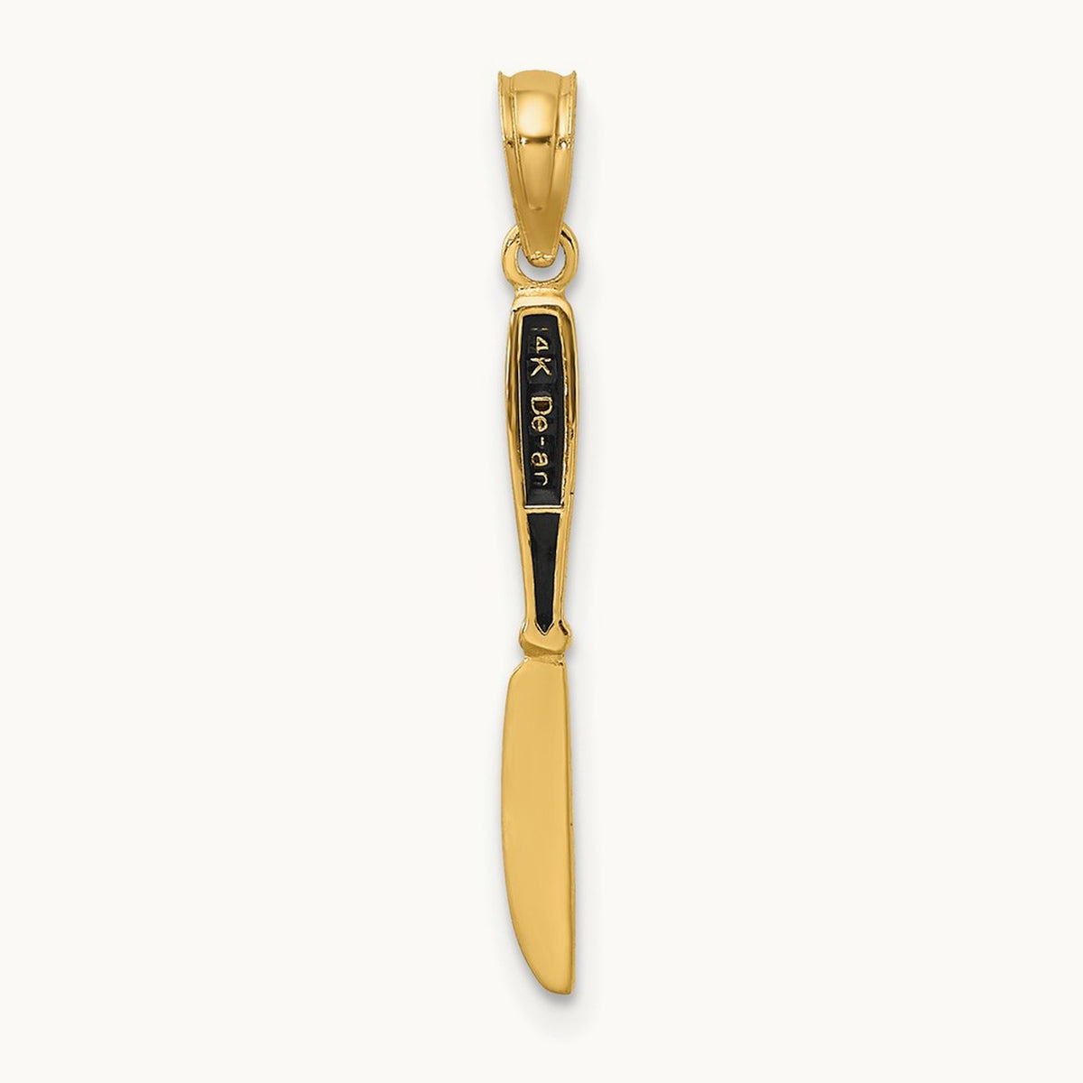 W/ Black Enamel 3-D Table Knife Charm, 14K