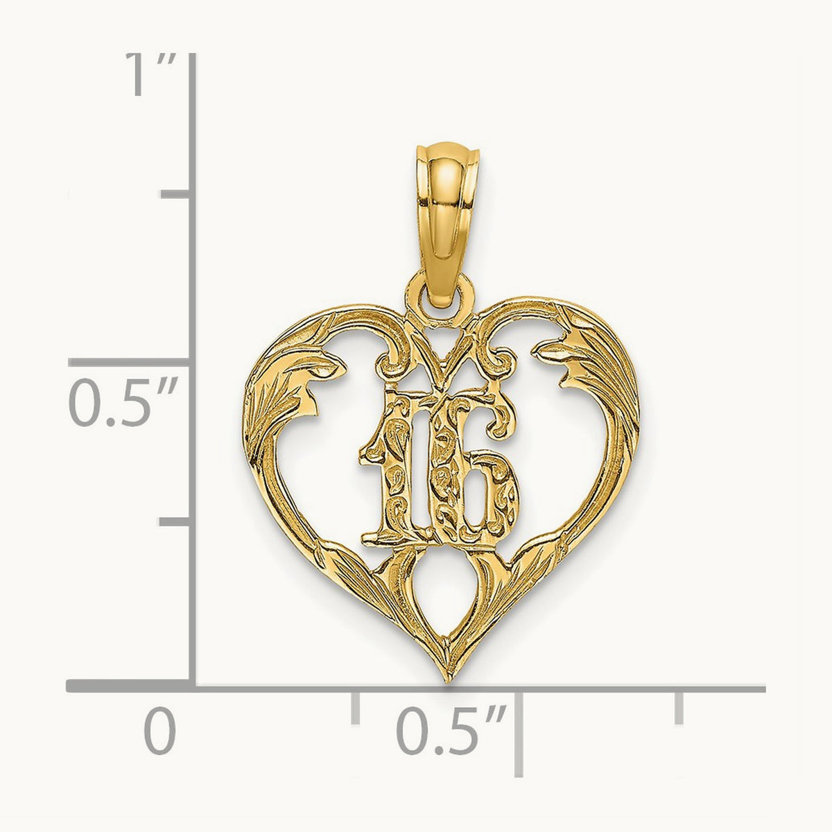 16 Inside Heart Charm, 14K