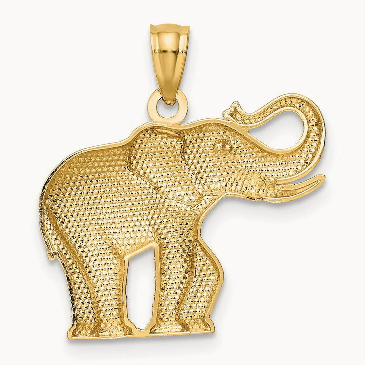 Polished / Satin Elephant Pendant, 14K