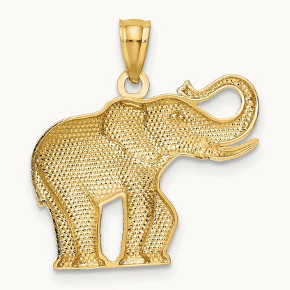 Polished / Satin Elephant Pendant, 14K