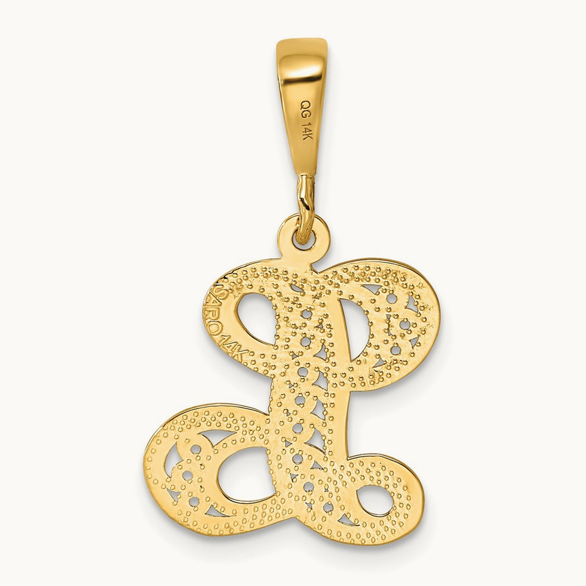 Polished Script Filigree Initial Pendant — L