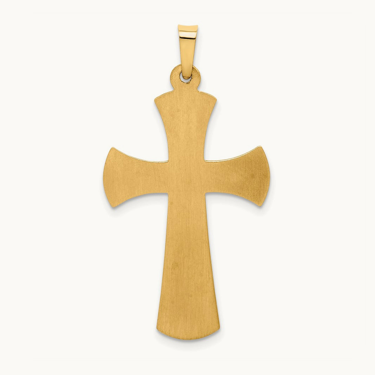 Hollow Polished Beaded Edge Cross — 14K Two-Tone Gold