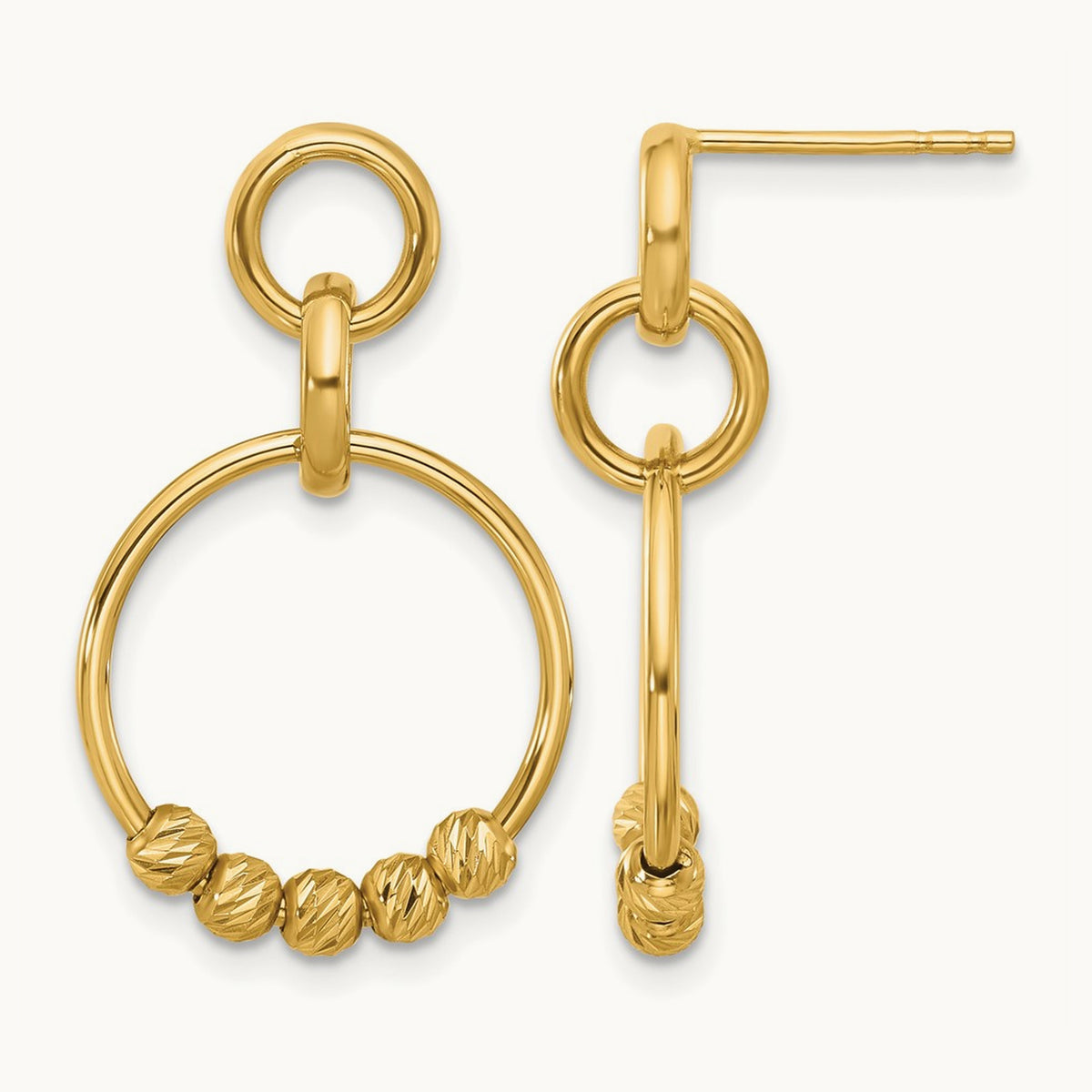 Polished and Diamond-cut Dangle Post Earrings, 14K — Leslie's