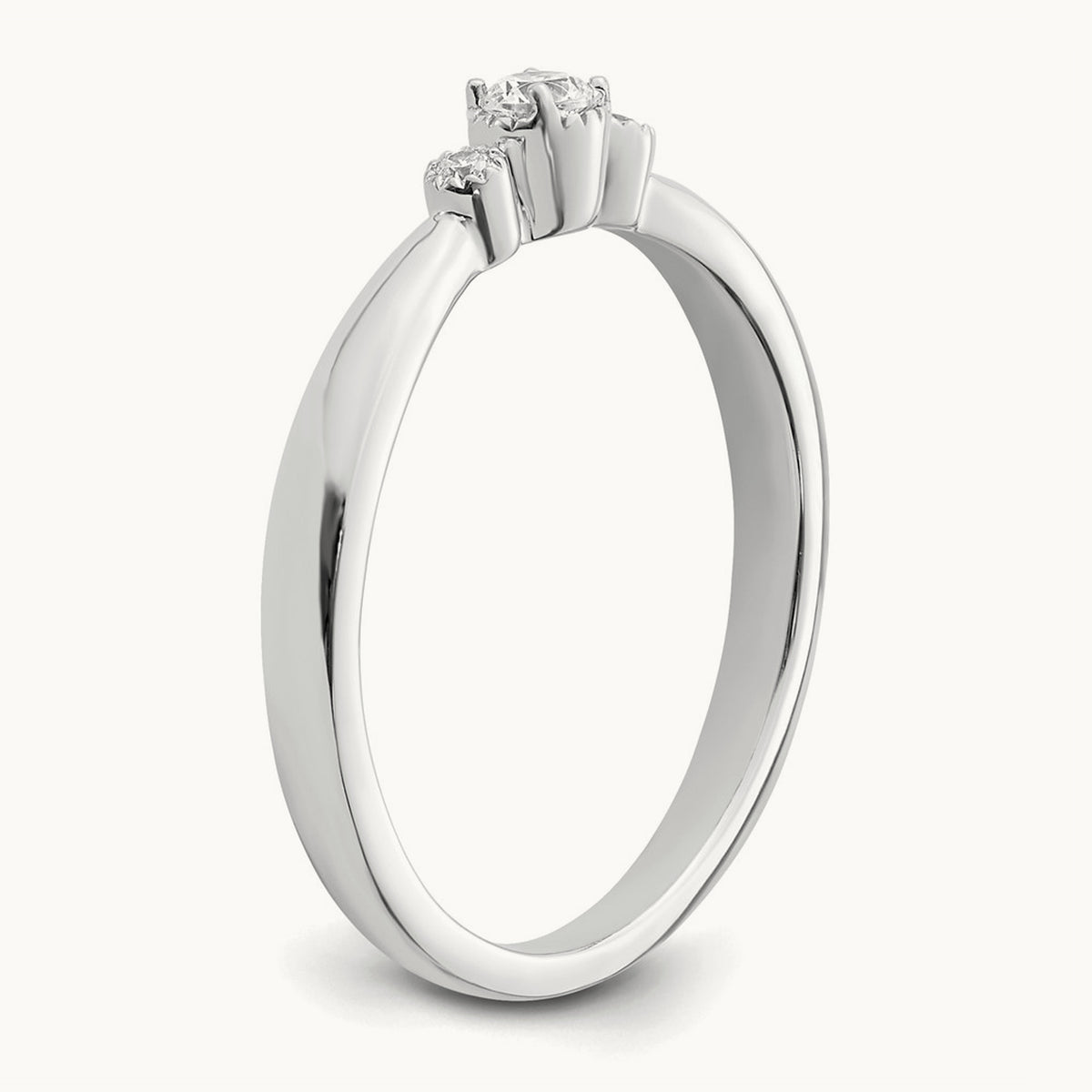 Petite Beaded Edge Round Complete Diamond Ring — 14K White Gold, 0.1 ct, 7