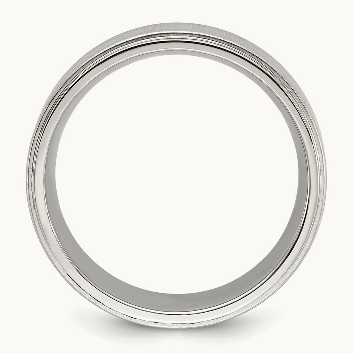 Polished with Brushed Center Band, 8mm, Stainless Steel