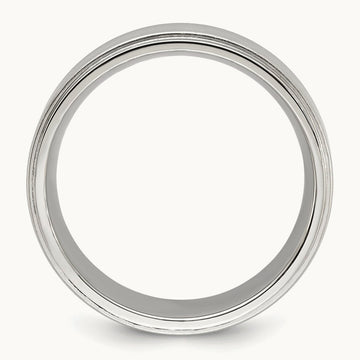 Polished with Brushed Center Band, 8mm, Stainless Steel