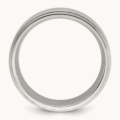 Polished with Brushed Center Band, 8mm, Stainless Steel