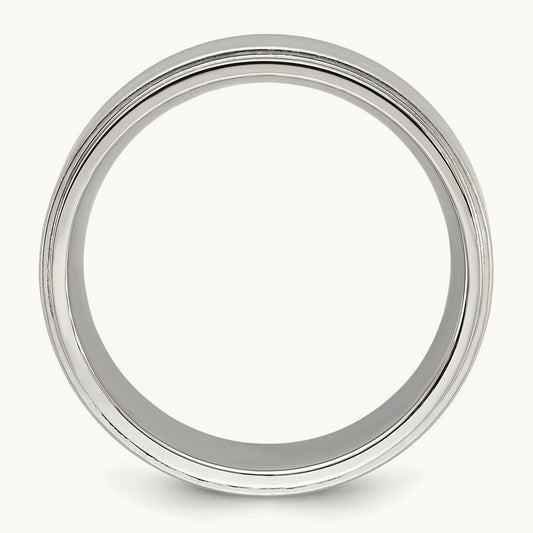 Polished with Brushed Center Band, 8mm, Stainless Steel