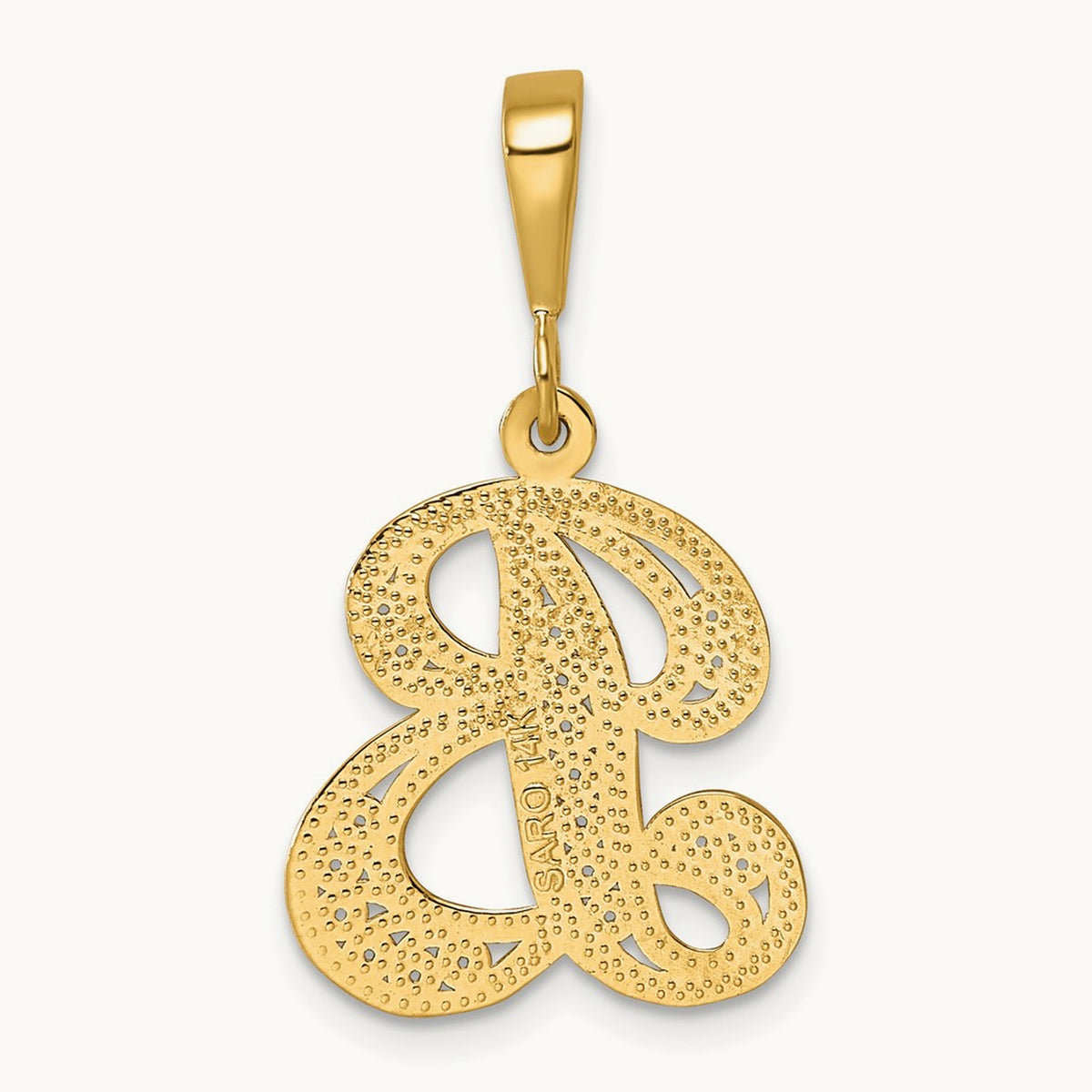 Polished Script Filigree Initial Pendant — B